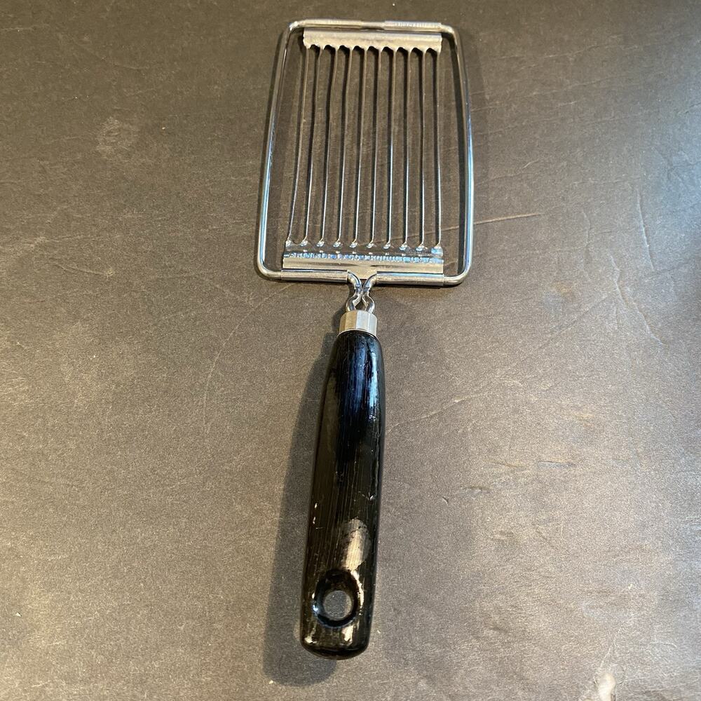 Vtg Ekco Tomato Egg Cheese Onion Butter Serrated Slicer Tool Black Wood Handle